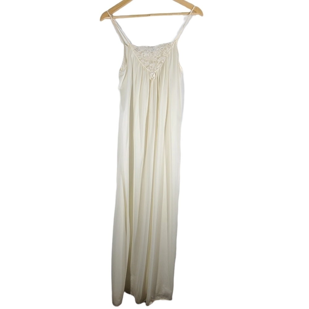 Sears slip dress Womens S (8/10) Ivory Full Nylon Silky Lingerie Sexy
